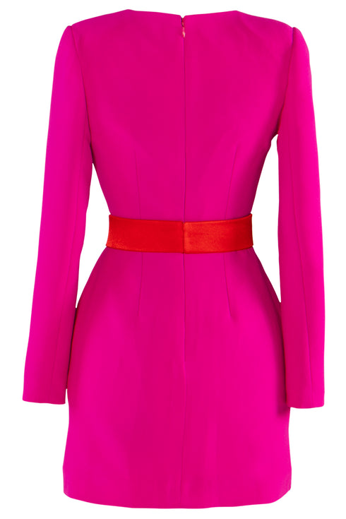 Fuchsia V-Neck Jacket Dress